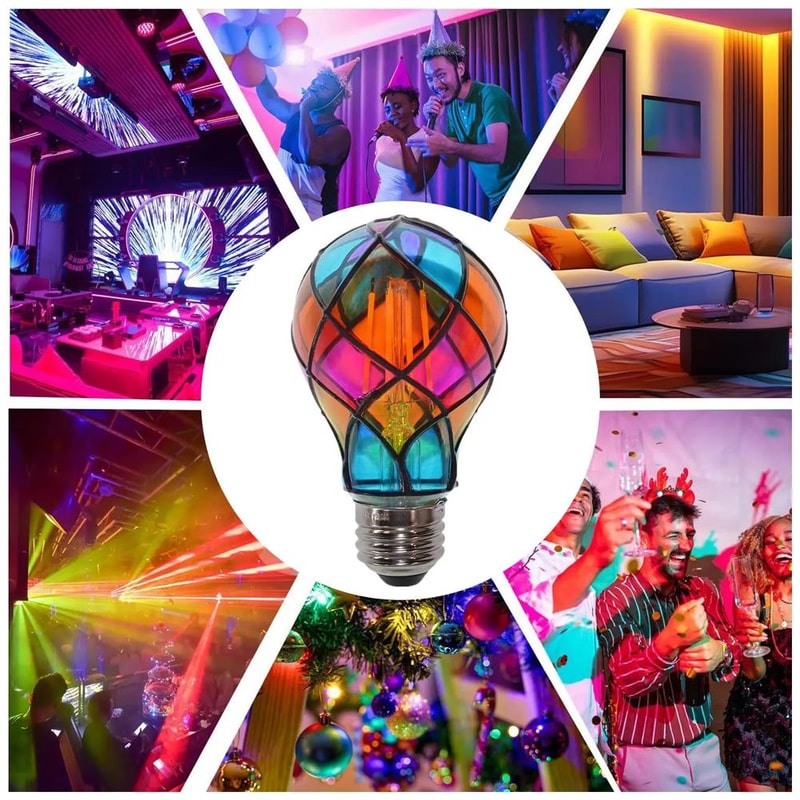 Hand Painted Stained Glass LED Light Bulb Romantic Mosaic Night Lamp For Home Decor 4