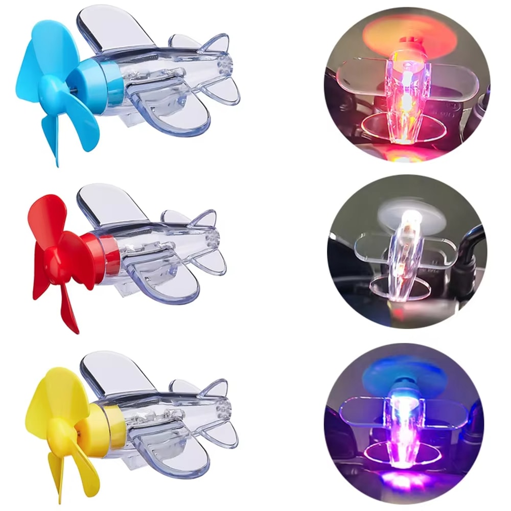 Wind Powered LED Airplane Ornament For Motorcycles Cars Eco Friendly Rotating Decoration 0