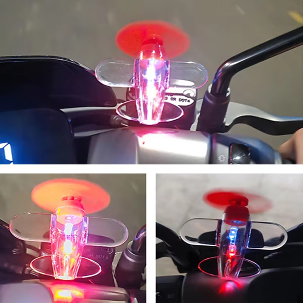 Wind Powered LED Airplane Ornament For Motorcycles Cars Eco Friendly Rotating Decoration 6