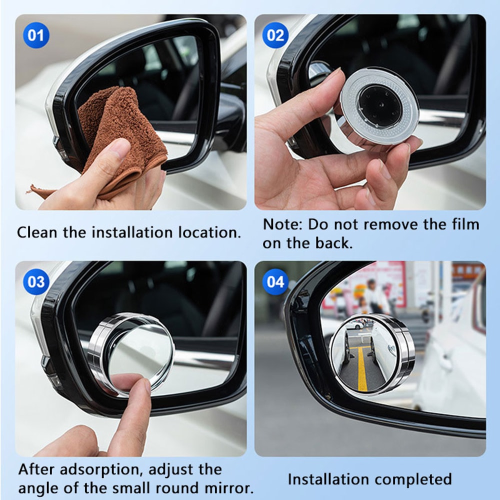 Adjustable Round Frame Blind Spot Mirror Wide Angle Car Auxiliary Rearview Mirror For Safer Reverse 4