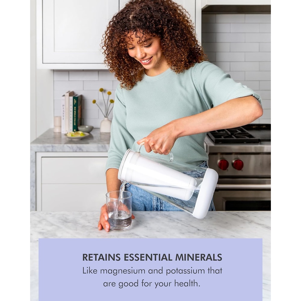 Home Water Filter Pitcher Glass with Silicone Base, White Safe Everyday Protection Against Bacteria