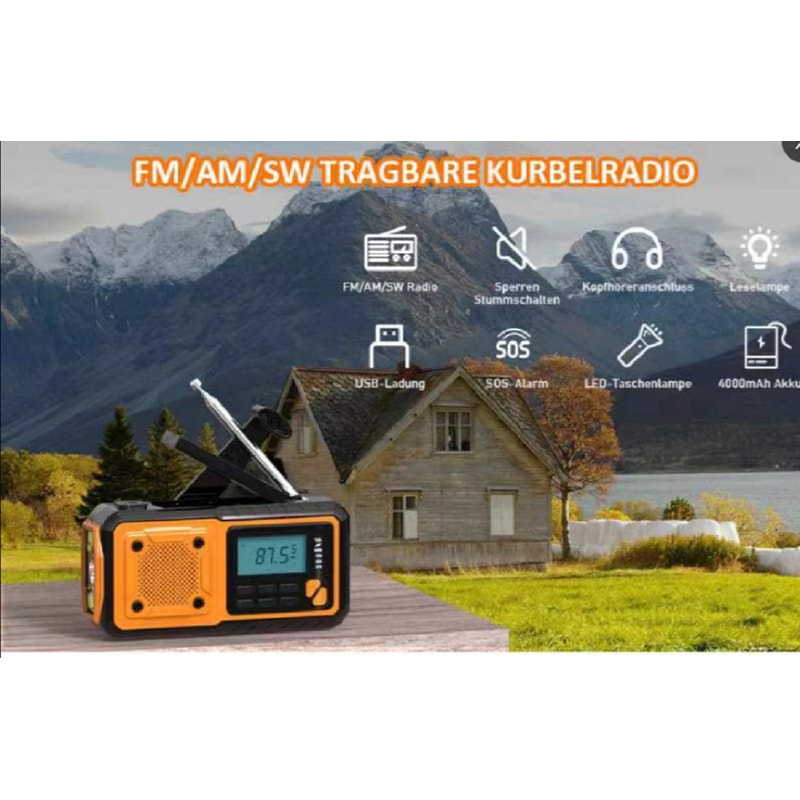 Emergency Hand Crank Radio With Solar Power Battery AM FM NOAA Weather Alert Radio With Digital Di 6