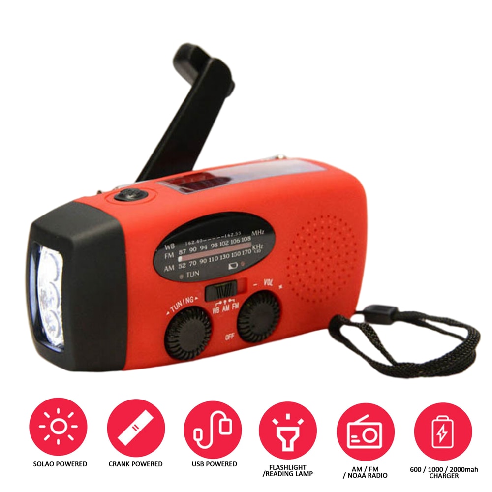 Multifunctional Solar Hand Crank Radio With NOAA Weather Emergency LED Flashlight Power Bank 4