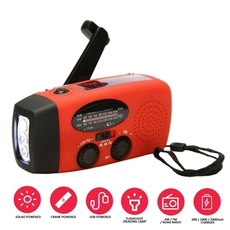 Multifunctional Solar Hand Crank Radio With NOAA Weather Emergency LED Flashlight Power Bank 4