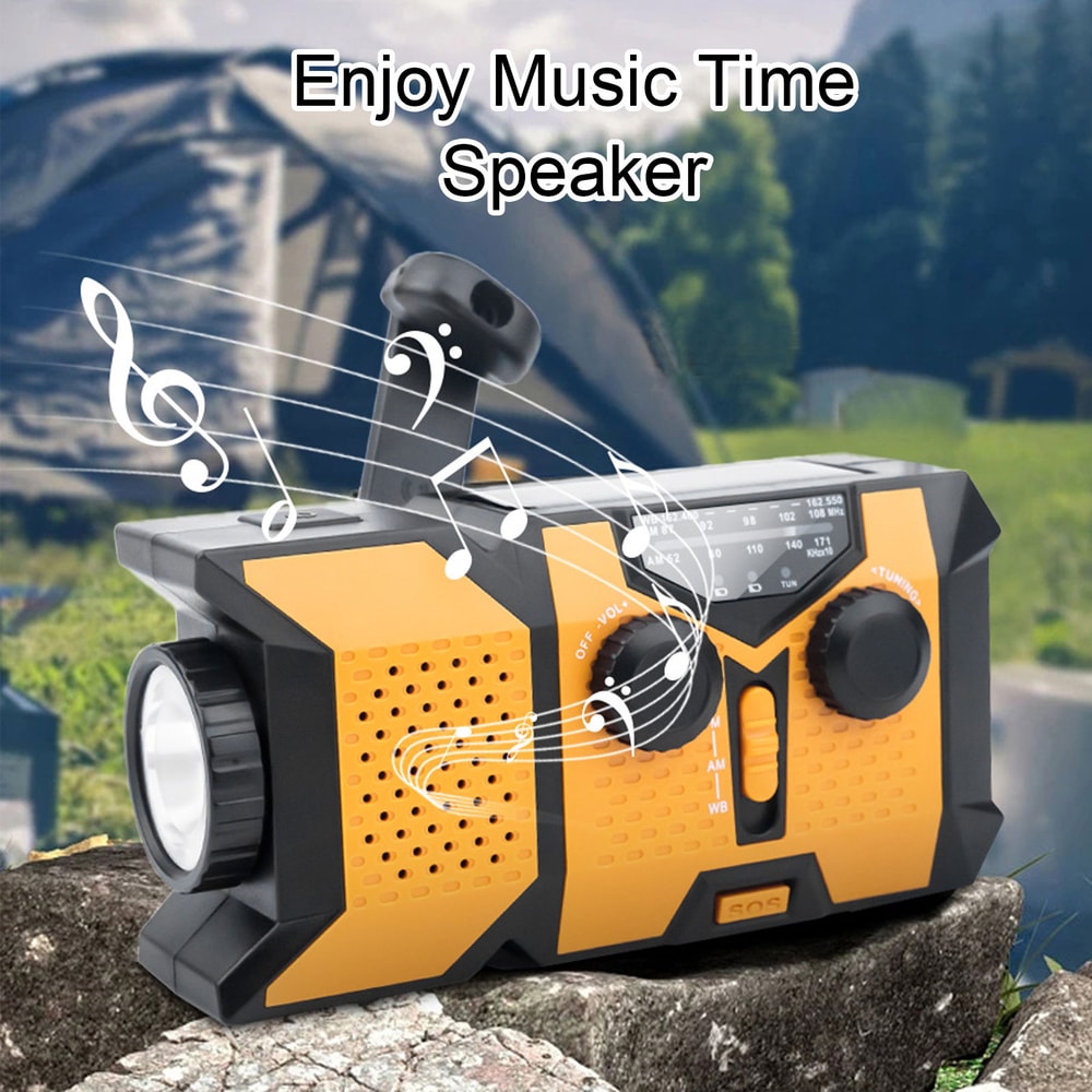 Emergency Hand Crank Radio With USB And Solar Charging LED Flashlight Weather Band For Outdoor Adve 5