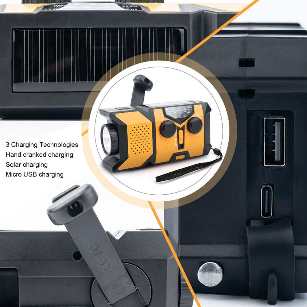 Emergency Hand Crank Radio With USB And Solar Charging LED Flashlight Weather Band For Outdoor Adve 4
