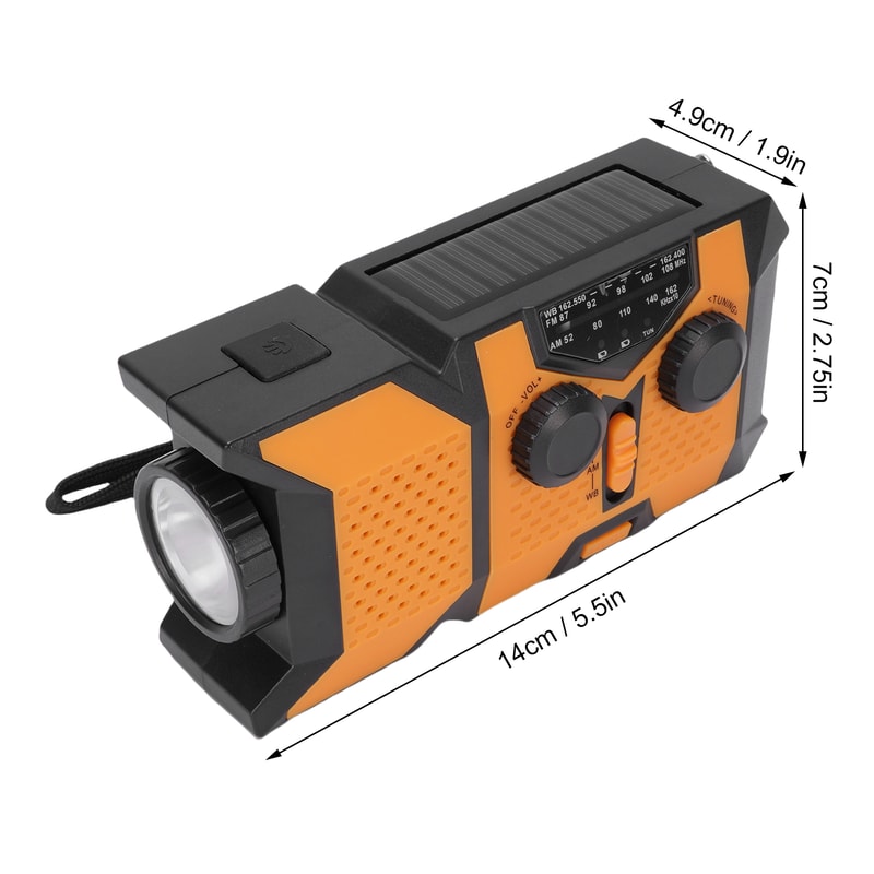 Emergency Hand Crank Radio With USB And Solar Charging LED Flashlight Weather Band For Outdoor Adve 3