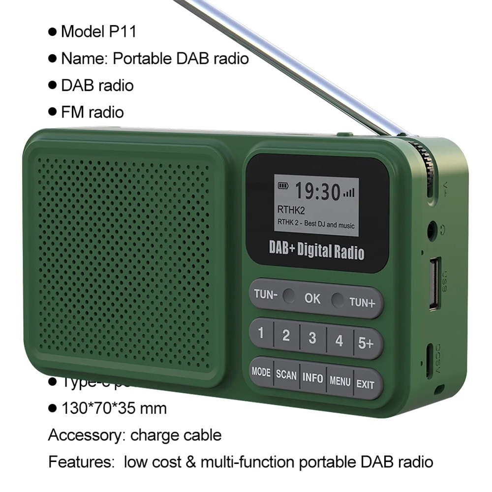 Portable DAB Digital Radio With Bluetooth Solar Charging Music Play Emergency Function 4