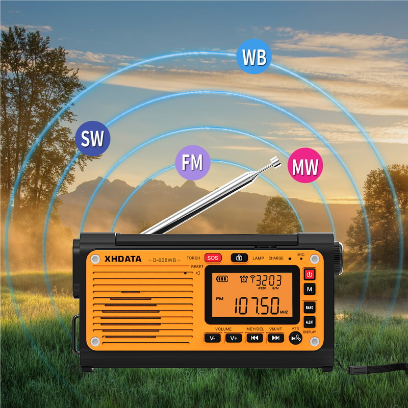 Emergency Weather Radio With NOAA Alerts Bluetooth Hand Crank Solar Power Phone Charger Portable 3