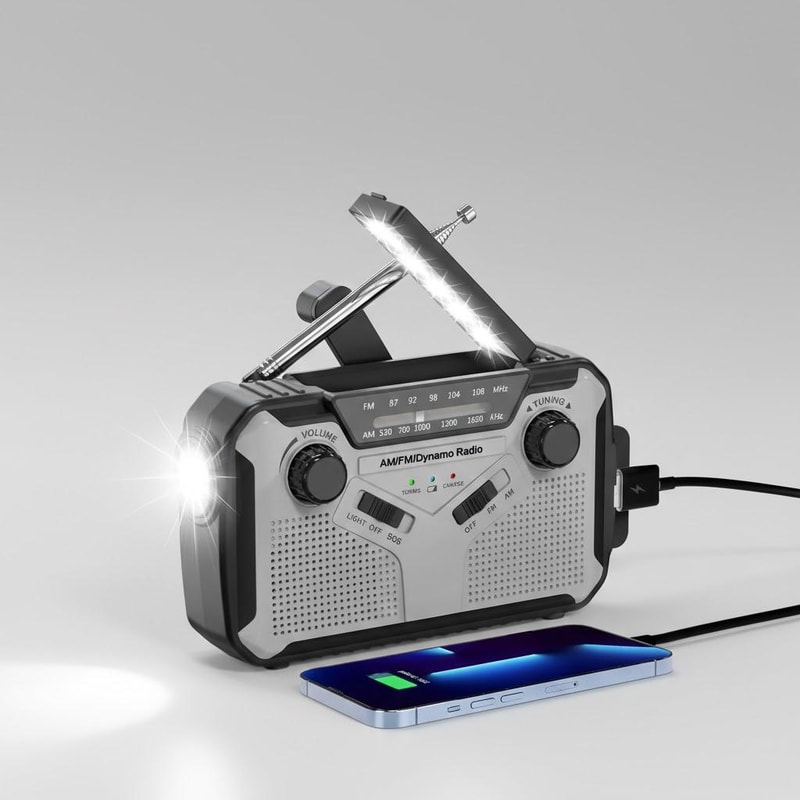 Solar Hand Crank AM FM Radio With Power Bank LED Torch Reading Light For Outdoor Adventures And Em 0