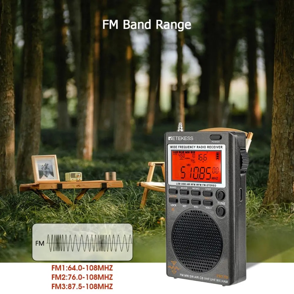 Portable Full Band Digital Radio Receiver For Outdoor FM SW VHF UHF NOAA Bluetooth 1