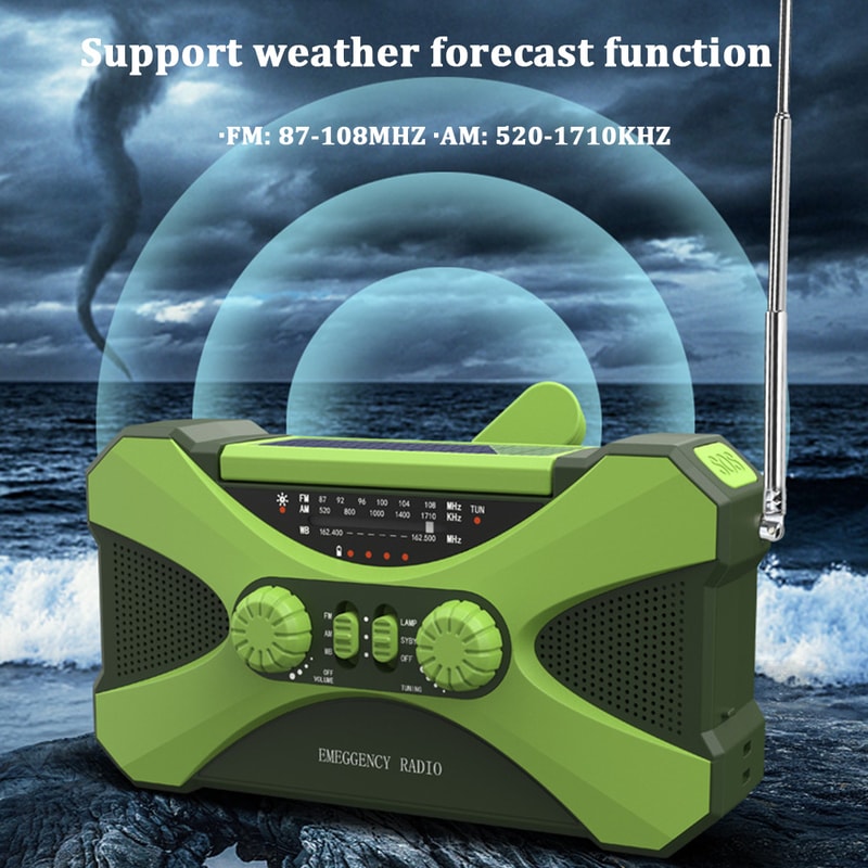 Multifunctional Emergency Weather Radio Hand Crank Solar Charging LED Flashlight USB Power For Out 3