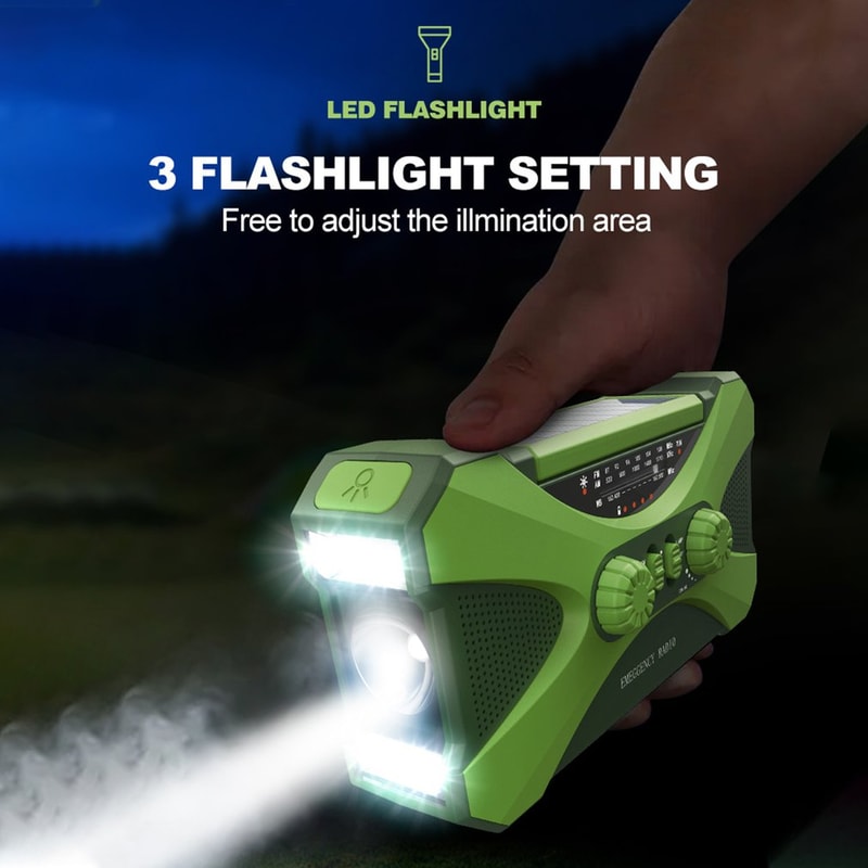 Multifunctional Emergency Weather Radio Hand Crank Solar Charging LED Flashlight USB Power For Out 5