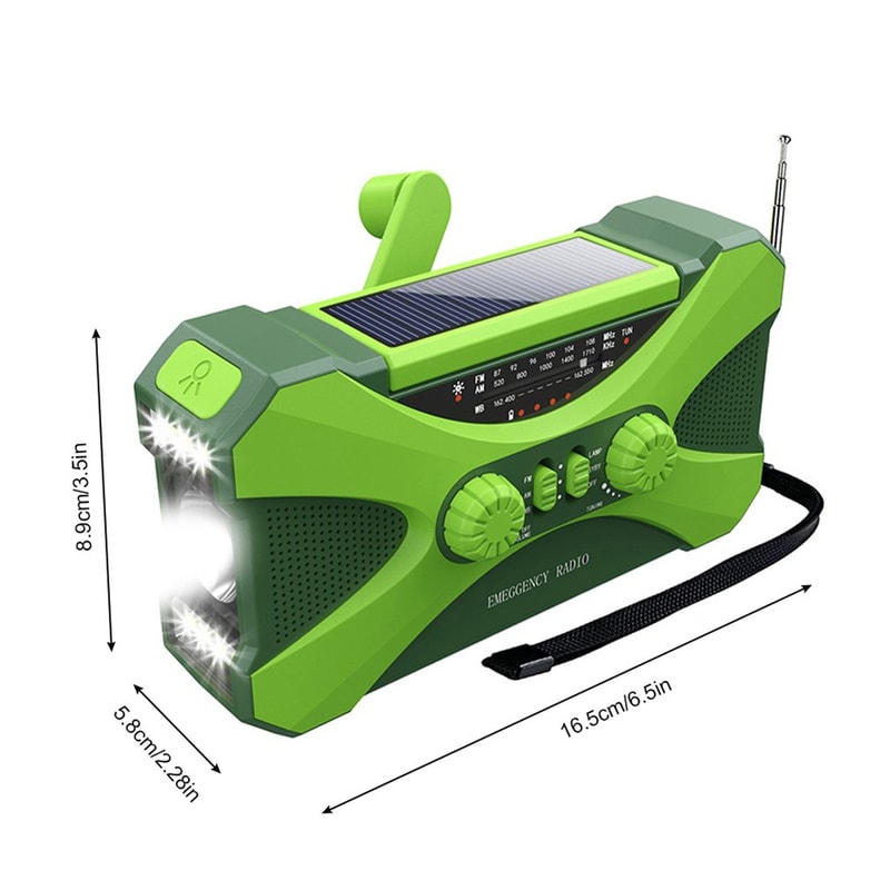 Multifunctional Emergency Weather Radio Hand Crank Solar Charging LED Flashlight USB Power For Out 6