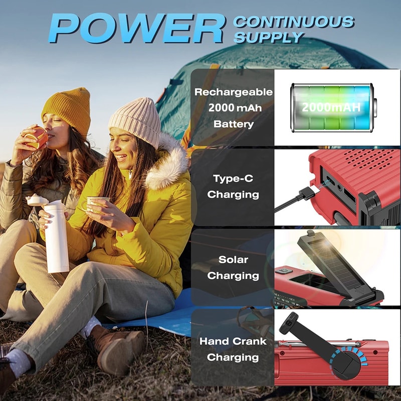 Multifunctional Solar Hand Cranked Radio With Power Bank Emergency Light 3