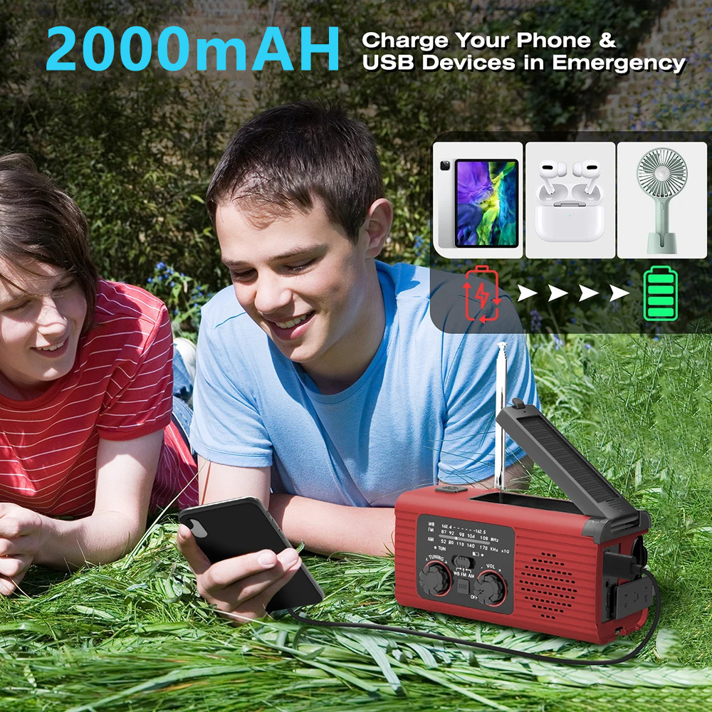 Multifunctional Solar Hand Cranked Radio With Power Bank Emergency Light 7