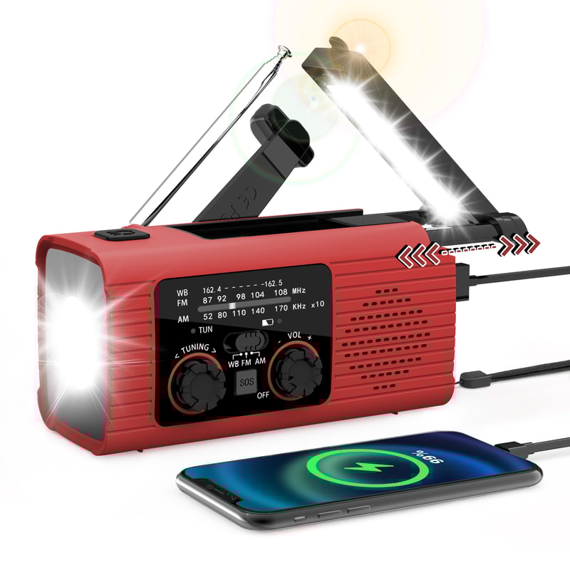 Multifunctional Solar Hand Cranked Radio With Power Bank Emergency Light 1