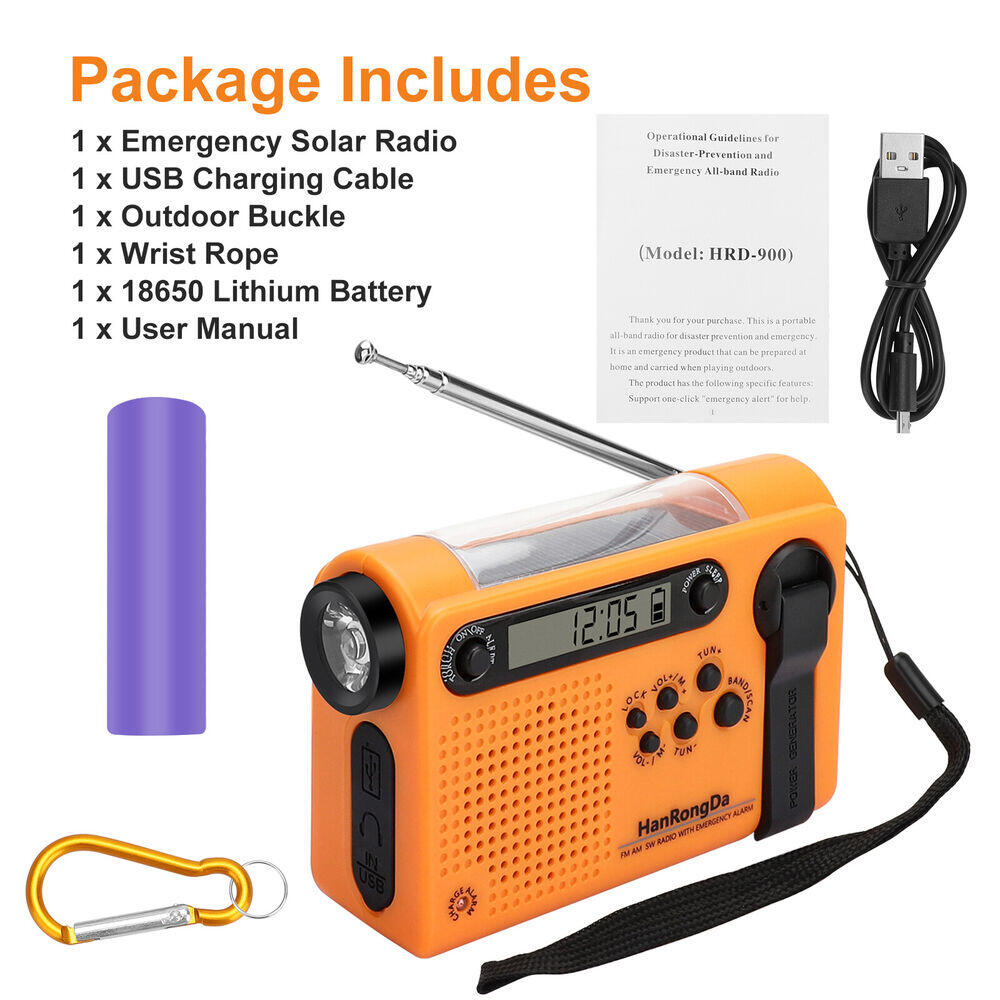 Portable Solar Hand Crank Radio With Power Bank Phone Charger Flashlight Weather Emergency Radio 4