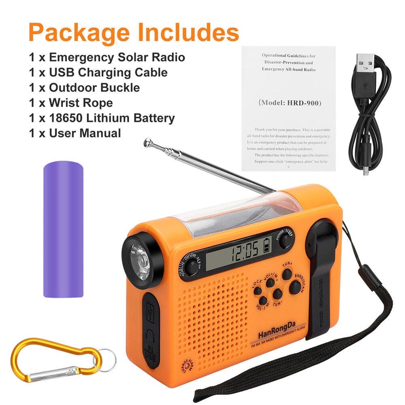 Portable Solar Hand Crank Radio With Power Bank Phone Charger Flashlight Weather Emergency Radio 4