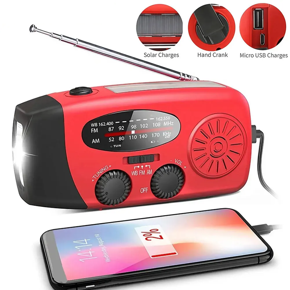Multifunctional Emergency Radio With Hand Crank Generator Solar Charging Mobile Phone Power Bank 1