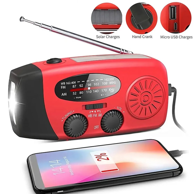 Multifunctional Emergency Radio With Hand Crank Generator Solar Charging Mobile Phone Power Bank 1