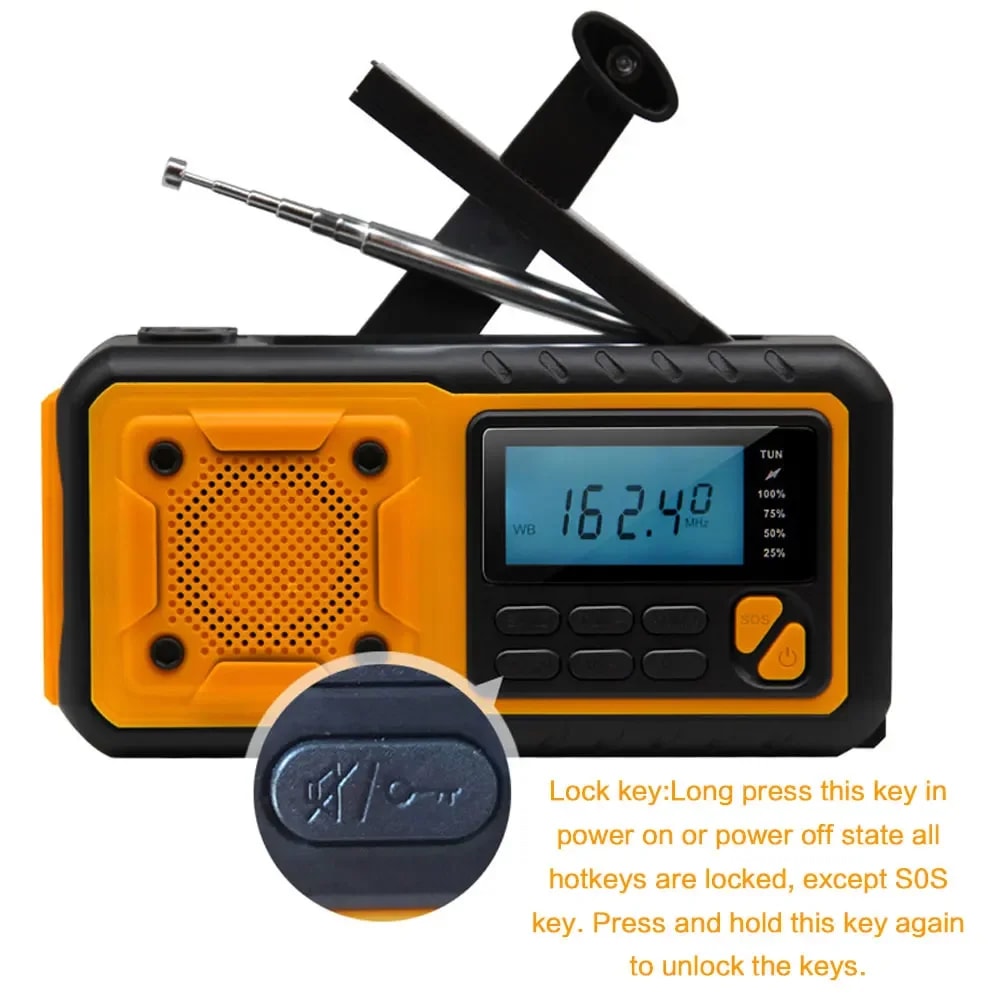 Solar Crank Emergency Radio With LED Flashlight And Power Bank Weather Alert Portable Ideal For Cam 3