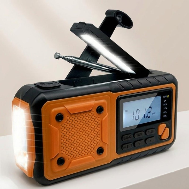 Solar Crank Emergency Radio With LED Flashlight And Power Bank Weather Alert Portable Ideal For Cam 5