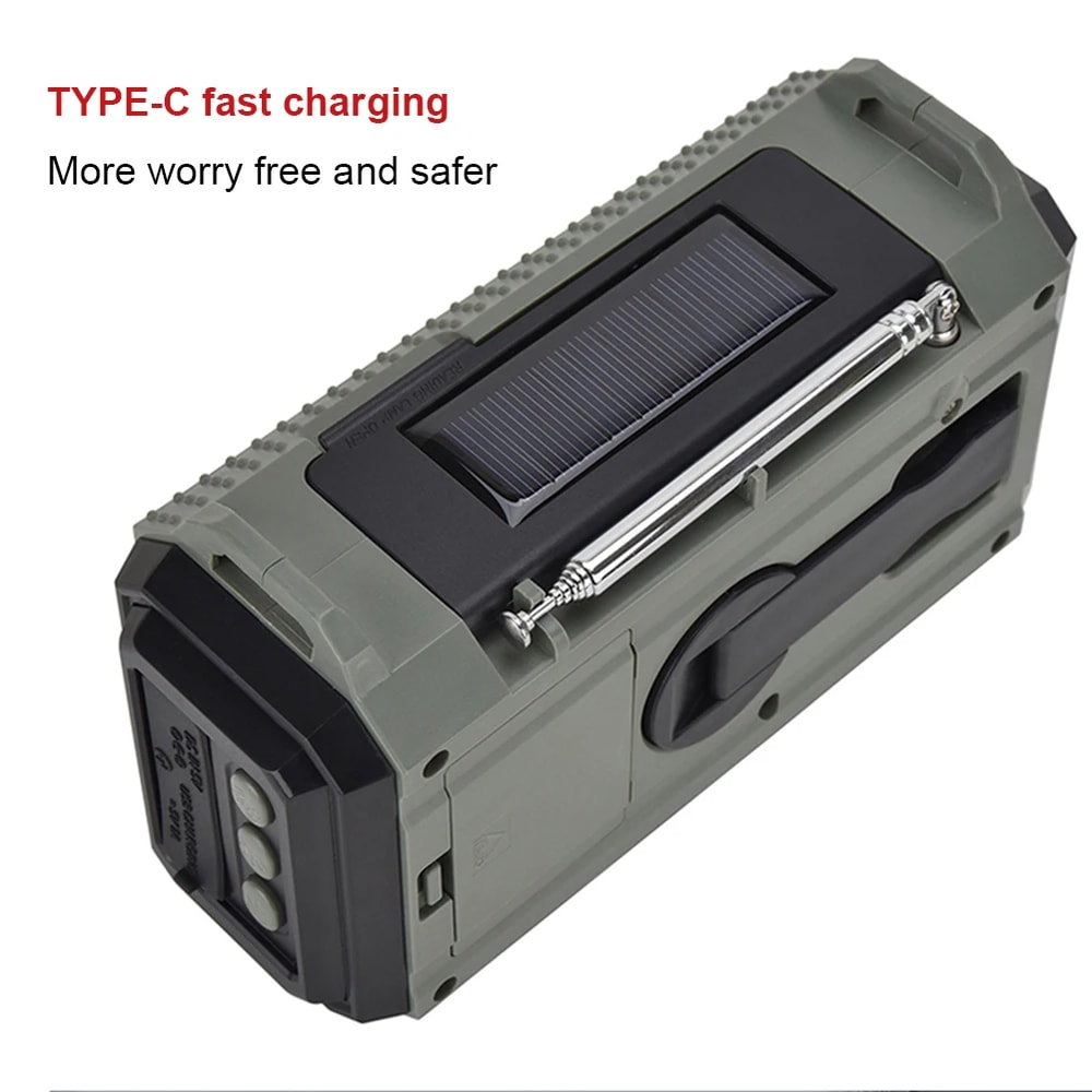Portable Solar Hand Crank Radio With NOAA Weather Alerts Power Bank Emergency Flashlight SOS Alar 4