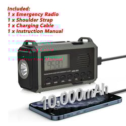 portable solar hand crank radio with noaa weather alerts & power bank emergency flashlight & sos alarm