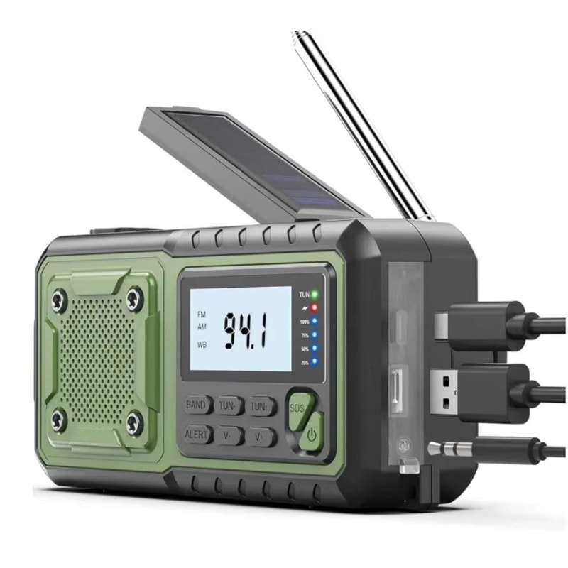 Emergency Crank Charging Power Station Radio With Power Bank Camping Torch And Reading Lamp 0