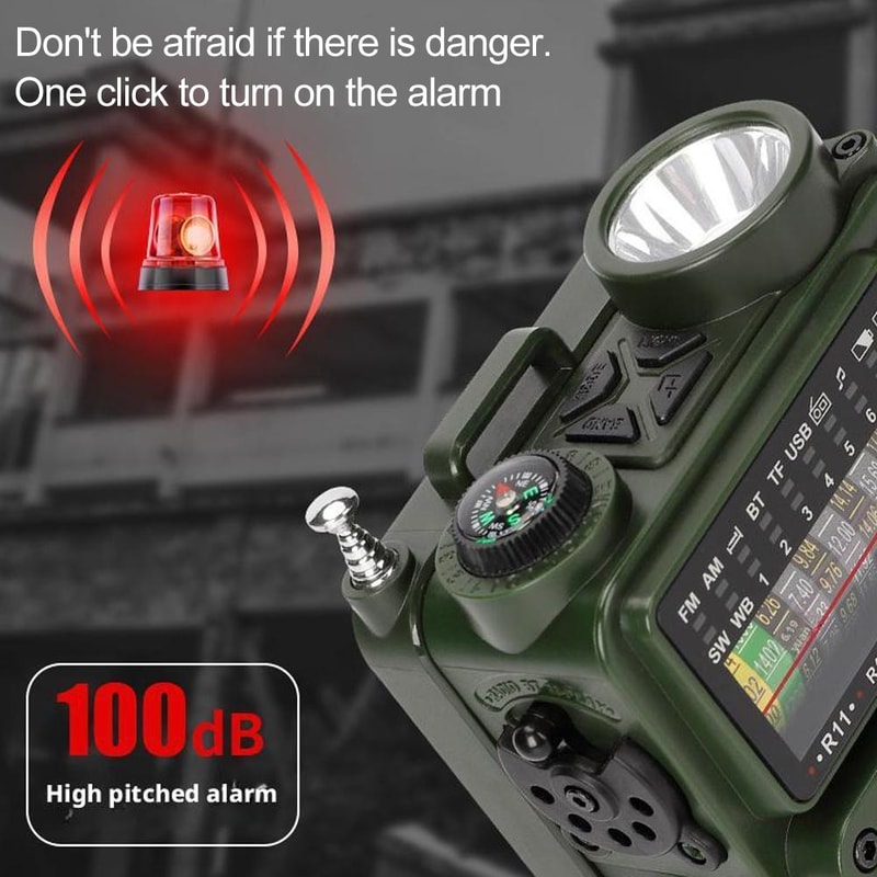 Emergency Solar Hand Crank Radio With Phone Charger Power Bank Bluetooth Speaker Flashlight SOS Al 2