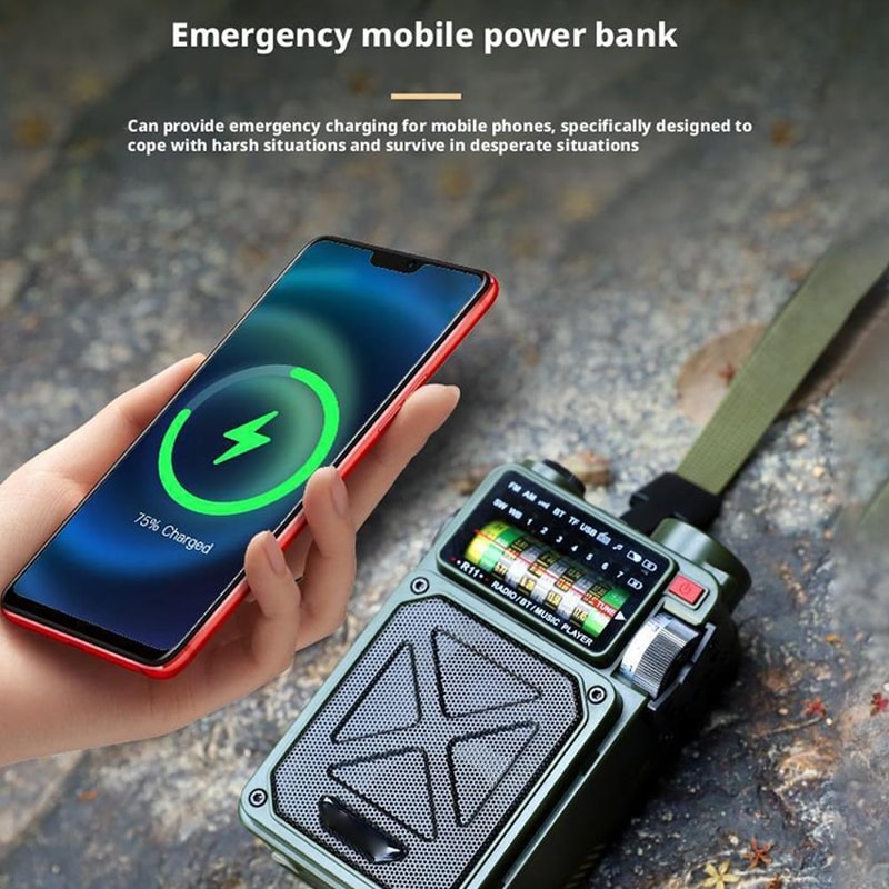 Emergency Solar Hand Crank Radio With Phone Charger Power Bank Bluetooth Speaker Flashlight SOS Al 1