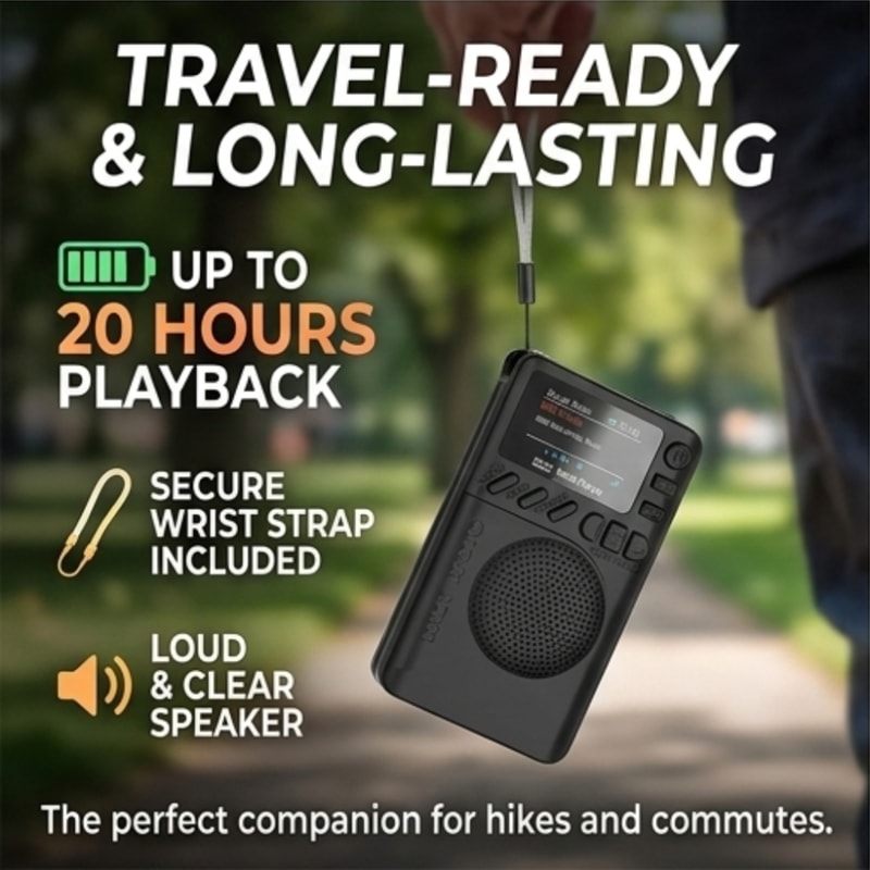 Portable DAB FM Digital Radio Color Screen MP3 Playback Rechargeable Battery Pocket Sized Receiver 1