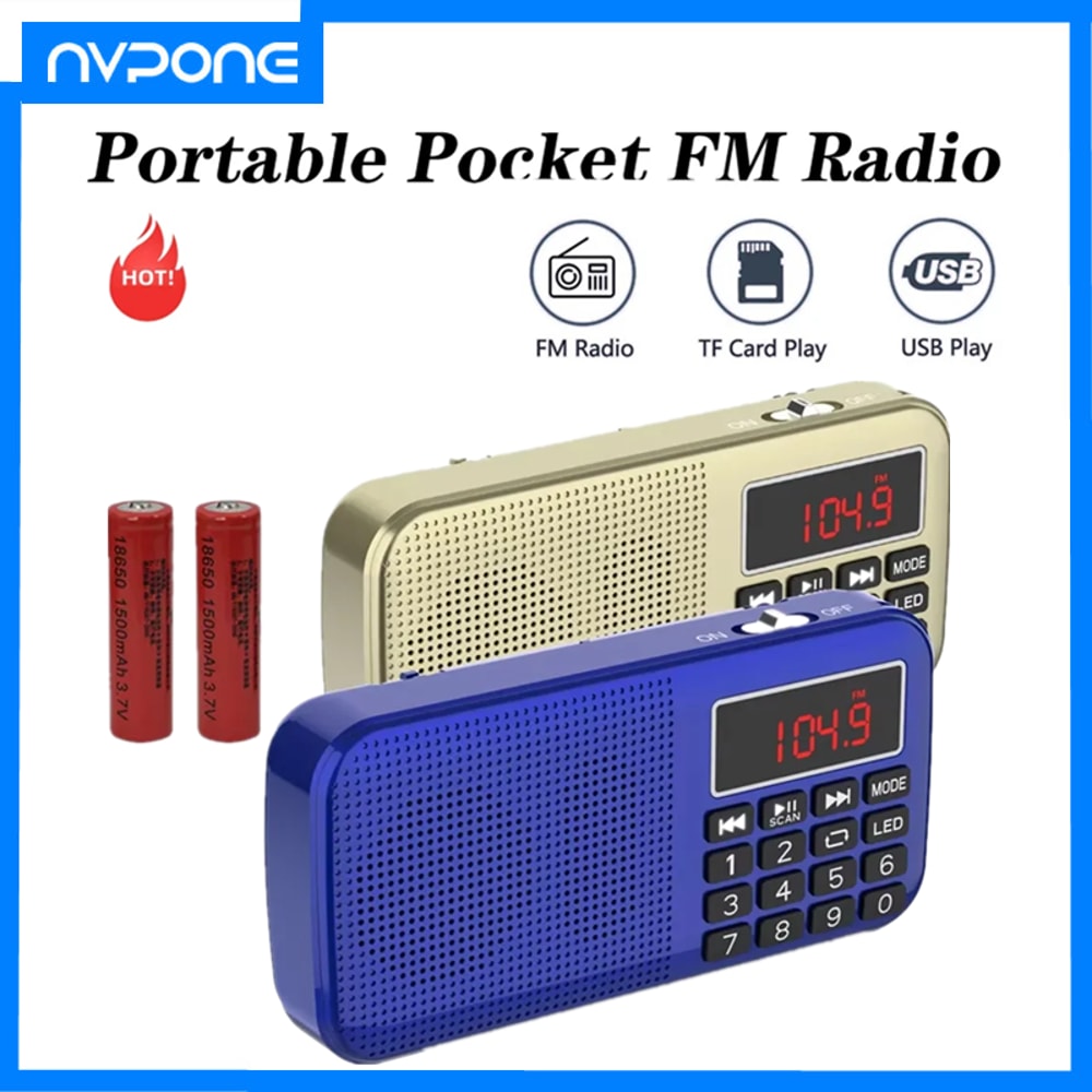 Portable Digital Radio With Music Player And LED Display Rechargeable USB FM TF Slot Speaker 1