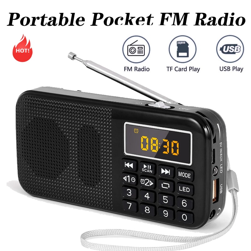 Portable Digital Radio With Music Player And LED Display Rechargeable USB FM TF Slot Speaker 2