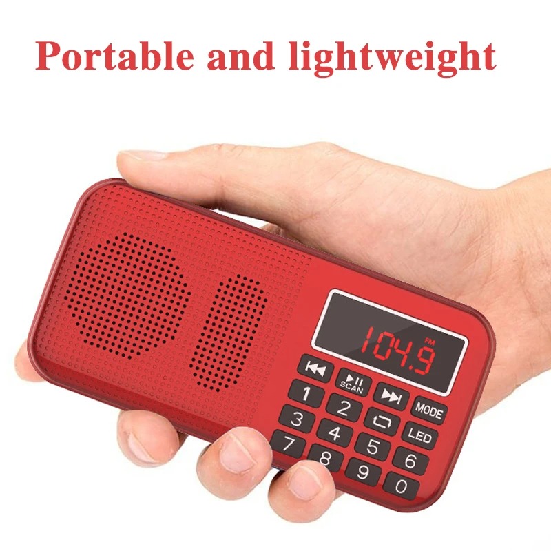 Portable Digital Radio With Music Player And LED Display Rechargeable USB FM TF Slot Speaker 6
