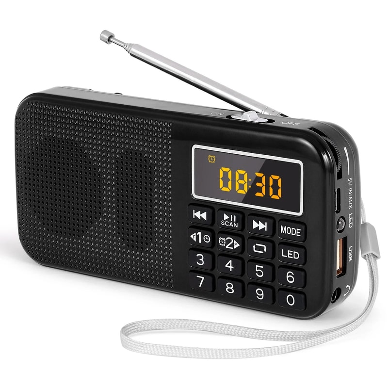 Portable Digital Radio With Music Player And LED Display Rechargeable USB FM TF Slot Speaker 7
