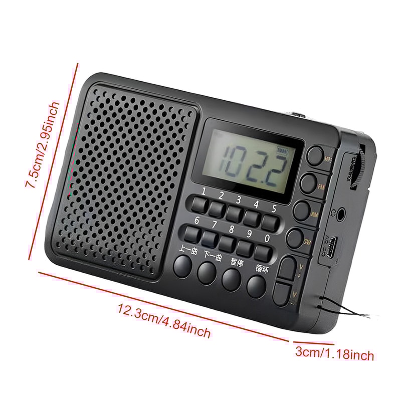 Portable Radio With LED Display TF Card USB Music Player For Home Outdoor Use 4