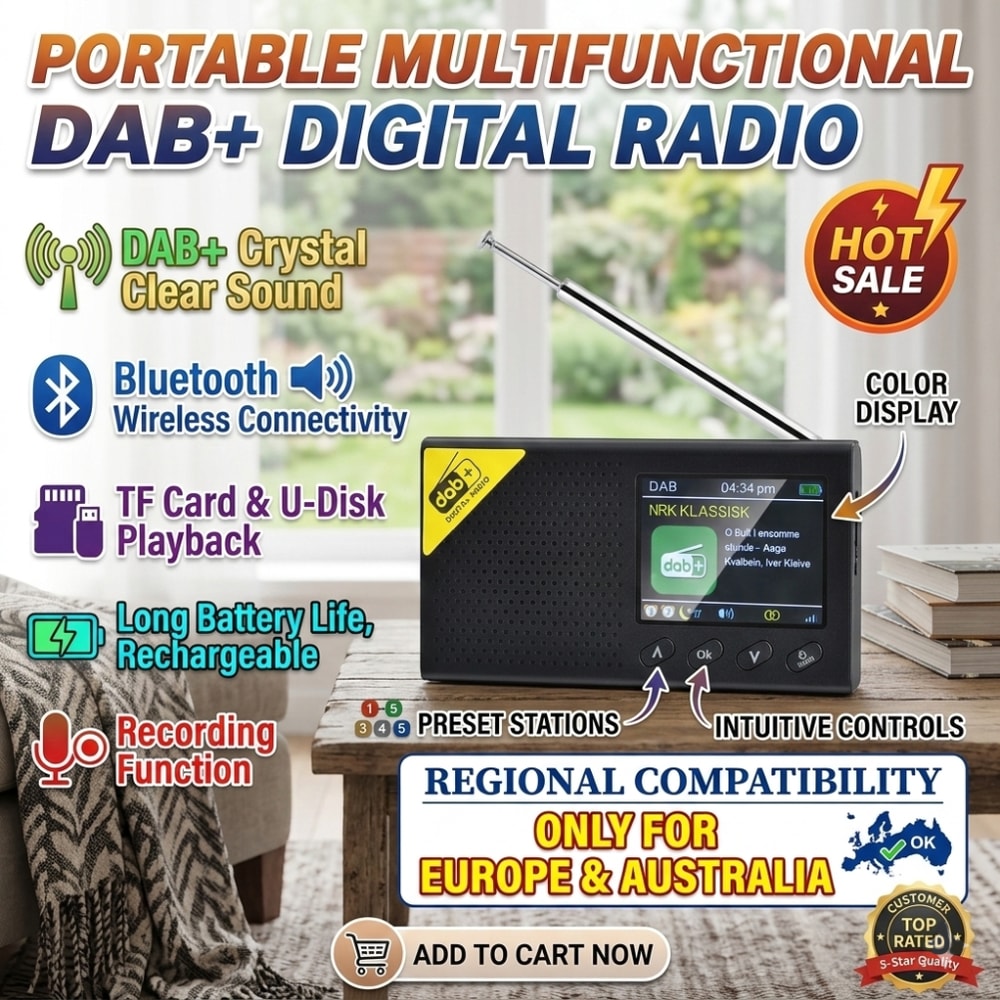 Portable LCD Display DAB Digital Radio With Bluetooth And FM Receiver Featuring Telescopic Antenna 3