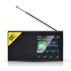 portable lcd display dab+ digital radio with bluetooth and fm receiver featuring telescopic antenna