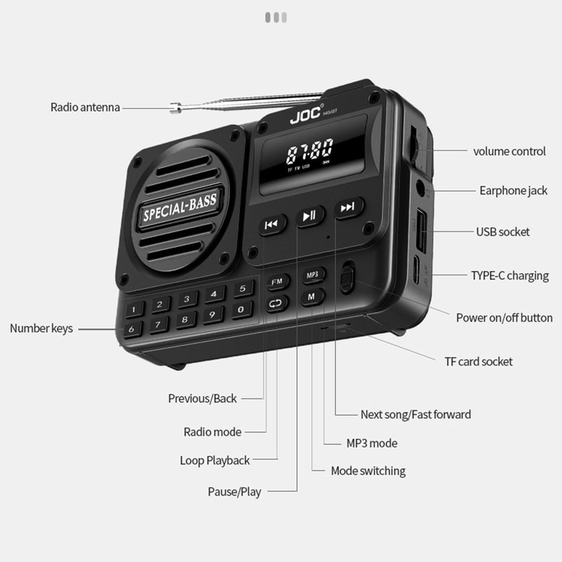 Portable Digital FM Radio With LED Display Bluetooth Speaker For Seniors High Sensitivity Radio Re 5