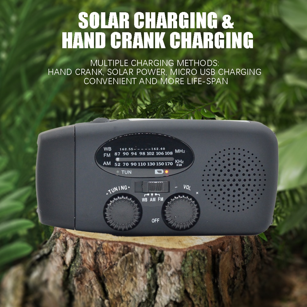 Emergency Solar Radio With LED Flashlight USB Charging For Outdoor Adventures 1