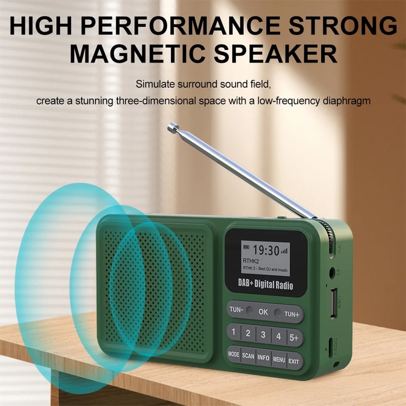 Portable Bluetooth SolarPowered DAB Radio Wireless Speaker With TF Card USB Playback 2