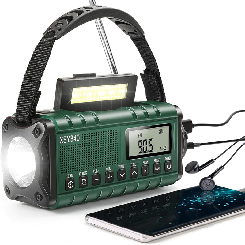 Multifunctional Solar Hand Crank Emergency Radio With Weather Alert Flashlight SOS Alarm USB Charg 0
