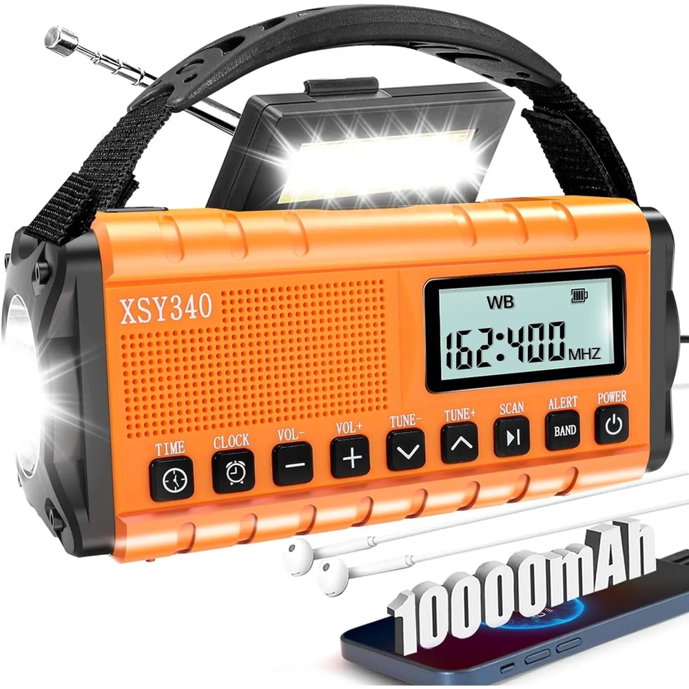 Multifunctional Solar Hand Crank Emergency Radio With Weather Alert Flashlight SOS Alarm USB Charg 5