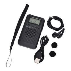 pocket radio portable stereo with digital tuning, fm am radio, lcd display, and rechargeable speaker