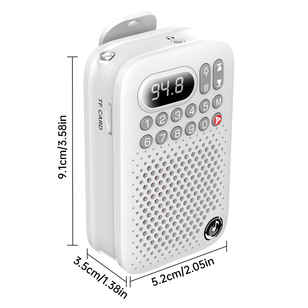 Portable Clip On Mini Radio With Wireless Streaming FM Tuner Voice Recorder SD Slot 3