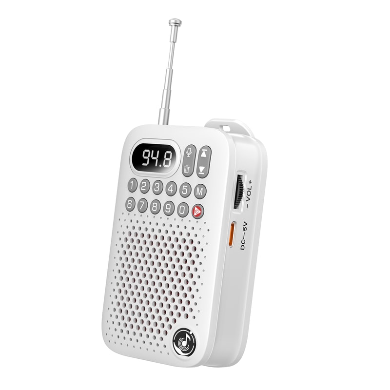 Portable Clip On Mini Radio With Wireless Streaming FM Tuner Voice Recorder SD Slot 0