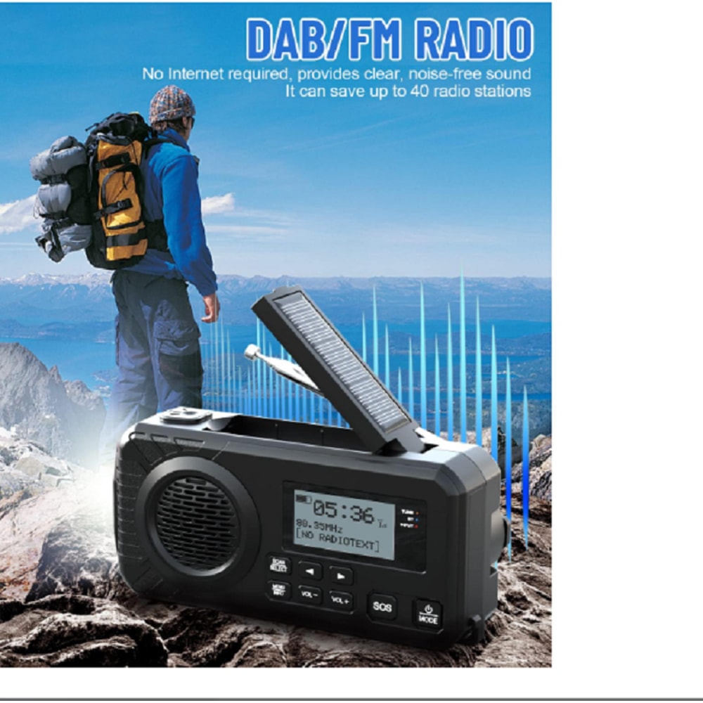 Portable Solar Hand Crank Emergency Radio With Bluetooth DAB FM Power Bank 4