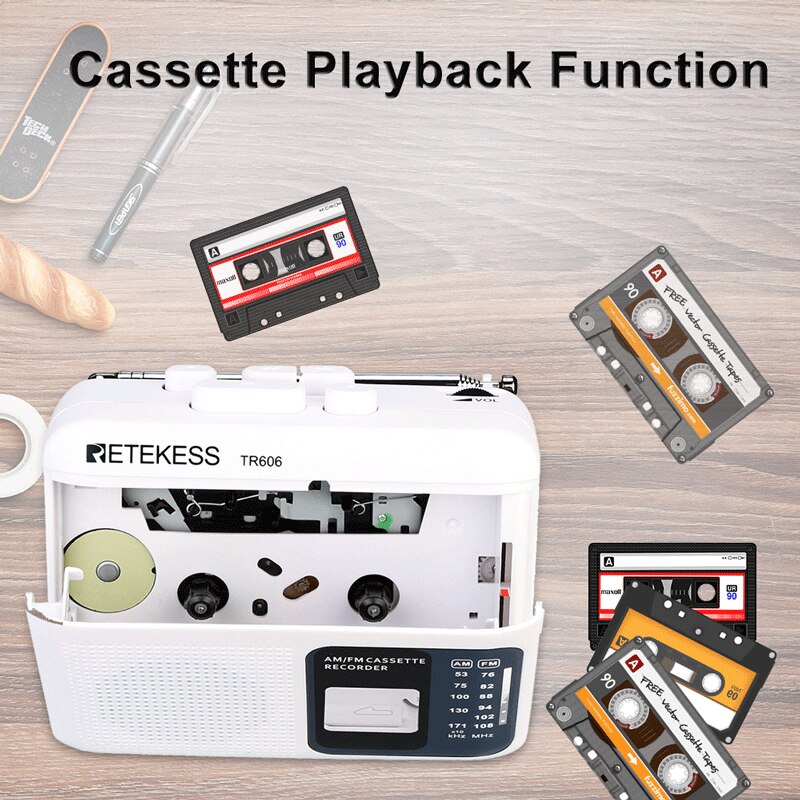 Retro Portable AM FM Radio Cassette Player Recorder With Earphone MIC Jack 2
